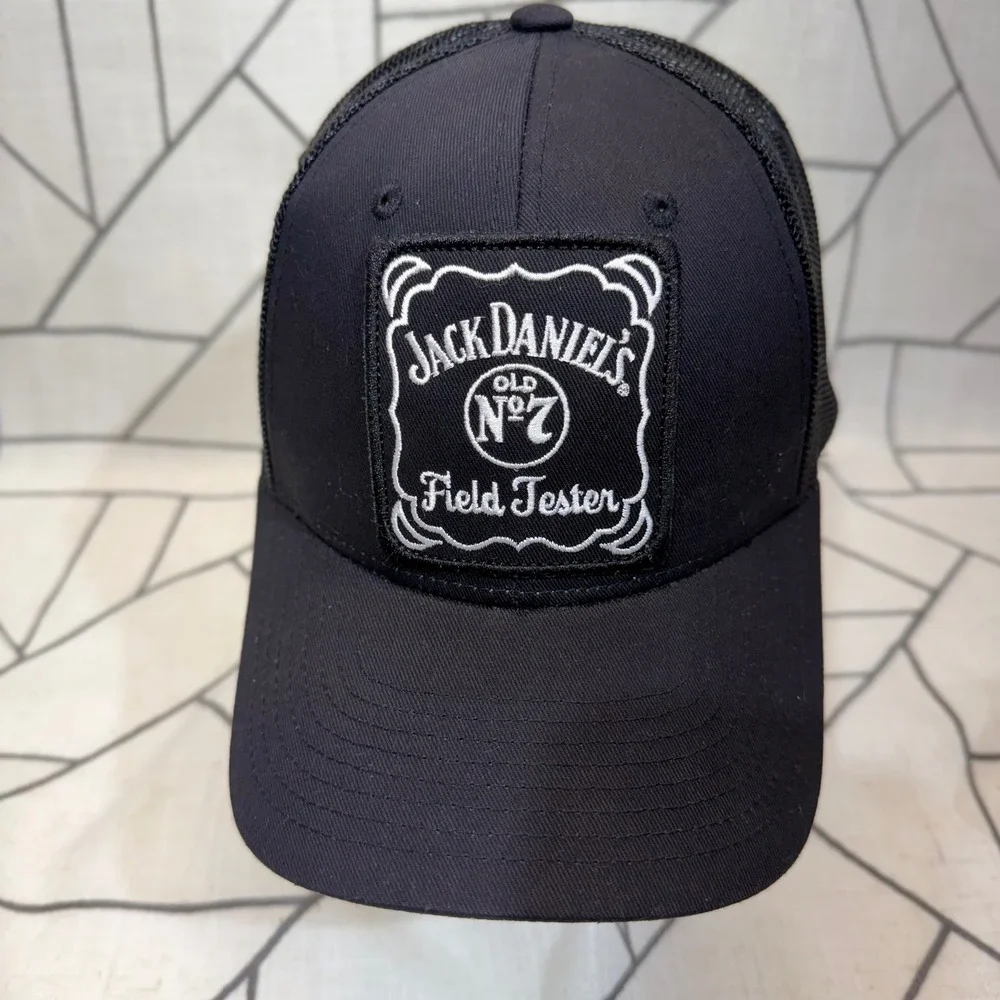 Jack Daniels Trucker Hat OS Black Old No. 7 Field Tester‎ Mesh Snapback Cap